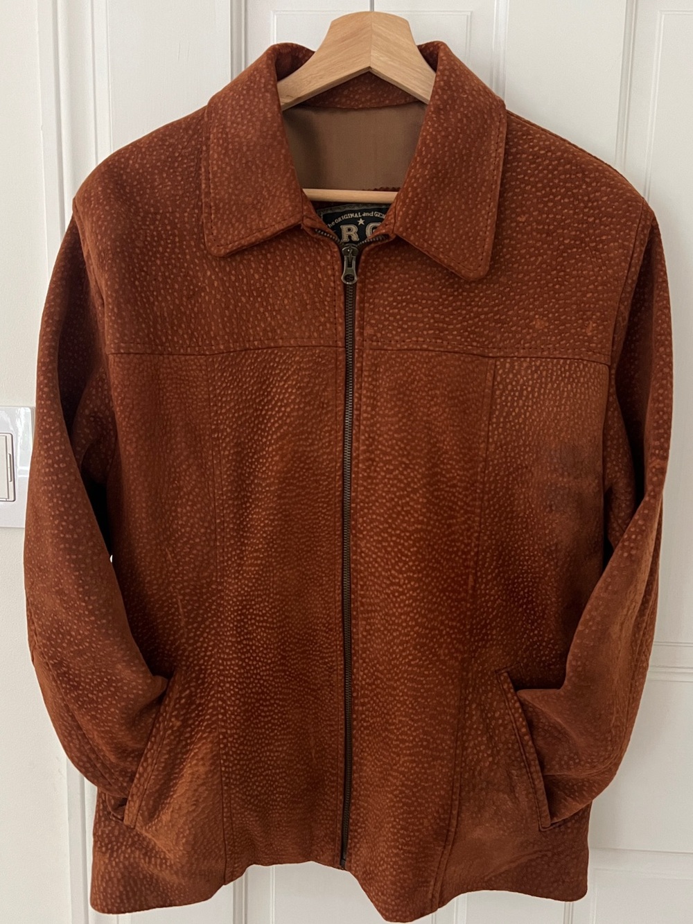 Brown Suede Zip-Front Jacket